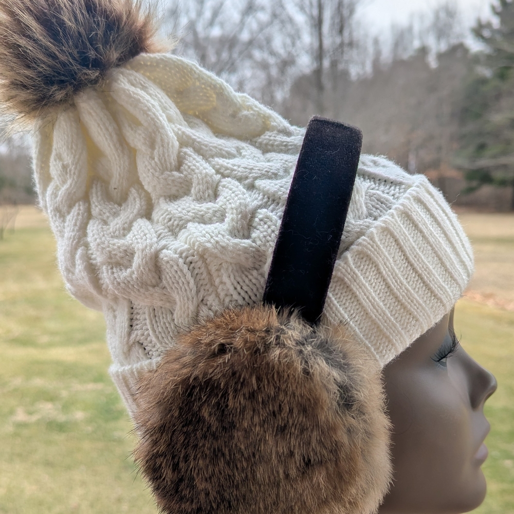 Surell 100 Rabbit Fur Earmuffs,Brown Tones